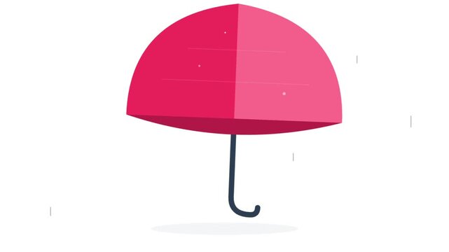 Minimalist 2D animation of a rotating pink umbrella on white background
