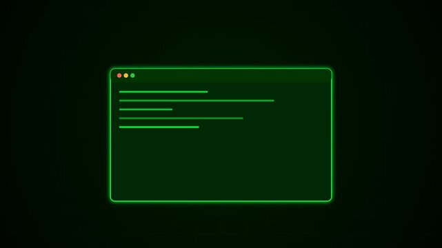 Glowing terminal window displaying code on a dark screen