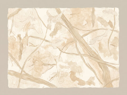 Handcrafted rice paper texture with organic plant fiber inclusions