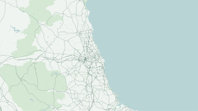 Modern minimalist vector map of South Shields, Tyne and Wear, UK. Scalable coastal town street grid, River Tyne mouth, South Pier, Tyne and Wear Metro lines, and A194 route for wall art print posters.