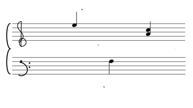 Musical notes arranged on a grand staff for classical composition