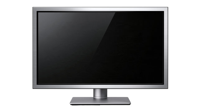 Modern silver flat screen computer monitor with black display panel