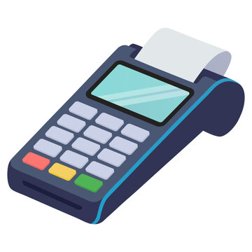 Modern POS Card Payment Terminal with Receipt Vector Illustration