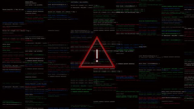 Cyber Security Data Breach Warning Screen for Hacker Documentaries and Tech Presentations ,Perfect b-roll background for cyber security training, tech news segments, and hacker documentaries. 