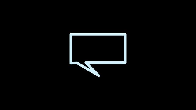 Speech bubble outline animation displays a dialog tail. Chat communication messaging prompts use the speech bubble outline animation. Online forum conversation graphics feature the outline animation.