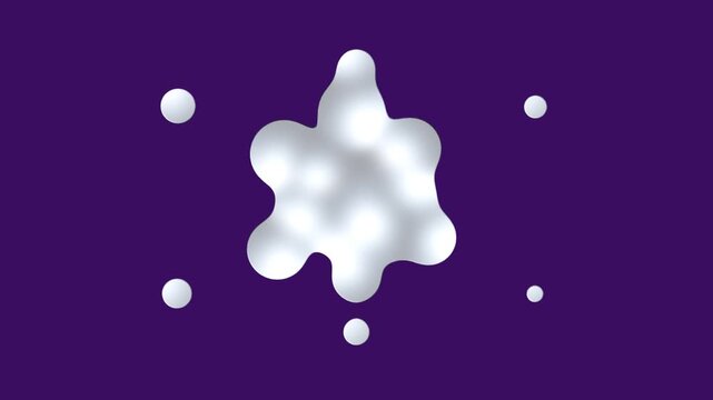 White amorphous blob morphing shape animation on purple background