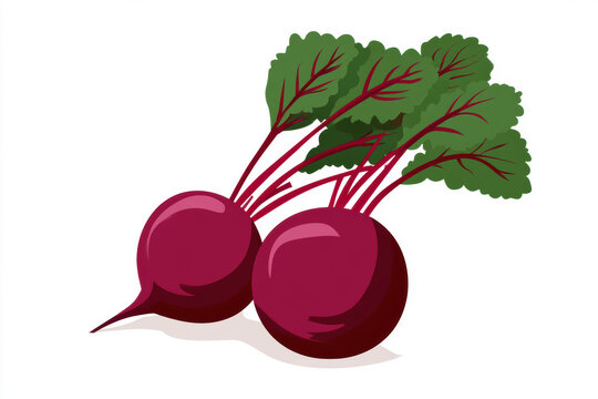 Beetroot vector illustration, fresh purple beet root vegetables with green leaves isolated