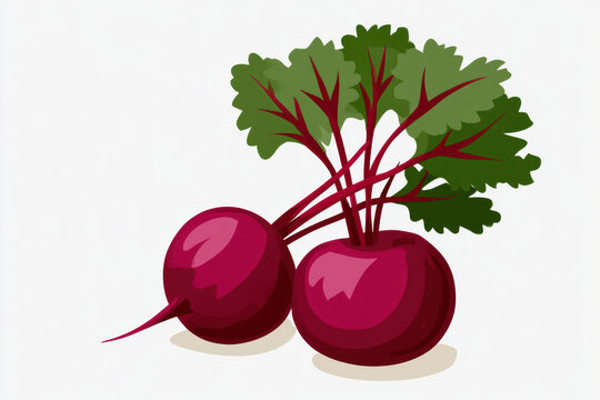 Beetroot vector graphic of fresh purple beet vegetables with lush green leaves