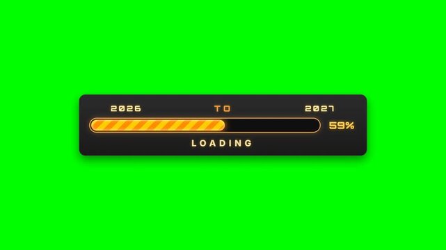 2026 to 2027 New Year Loading Progress Bar Animation on Green Screen