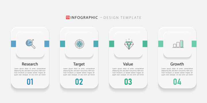 Infographic template. 4 Step timeline journey, Flat simple infographics design template. presentation graph. Business concept with numbers 4 options or steps vector illustration.