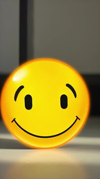 Emoji face smirking vertical view with narrowed eyes, warm shadow and shifting expression for sarcastic reaction, playful feedback, chat response, message tone, user mood, and social media content