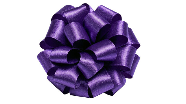 Deep purple satin ribbon gift bow with multiple loops