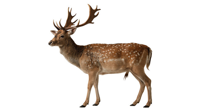 Majestic fallow deer buck with large antlers standing in profile