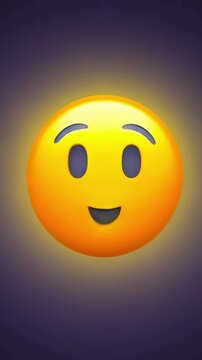 Yellow emoji rapidly changes from neutral to smile, laugh, surprise, shock and joy, social media reaction loop, chat sticker, user sentiment, mood tracking, app feedback, and mobile engagement.