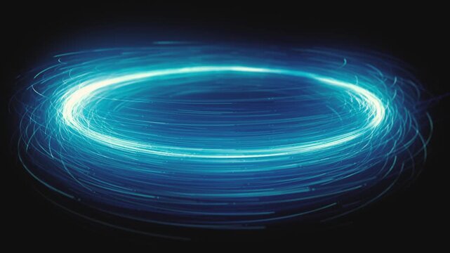 Slow Motion Digital Spinning Particles In Circle
Abstract background with circle light stroke spinning and swirling on black space