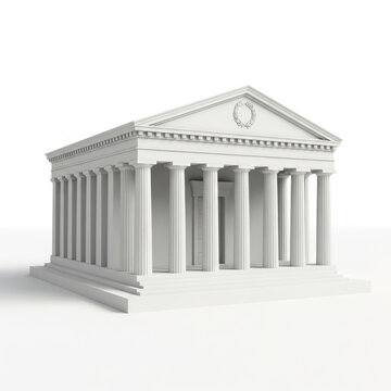 Classic Greek Temple Architecture with Columns and Pediment Ornamentation
