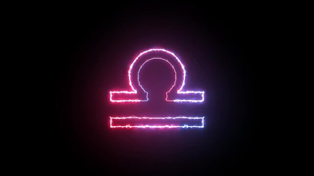 Libra zodiac sign animation displays astrological horoscope art on dark. Constellation graphics guide Libra sign. Astrological chart divination uses this zodiac sign.