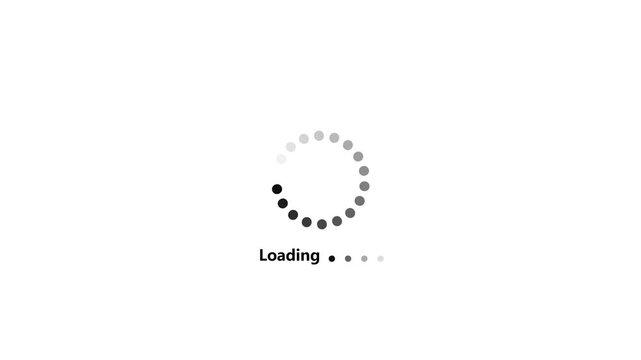 A circular spinner of dots on a white background with "Loading" text below, showing a reversed gradient flow compared to Image