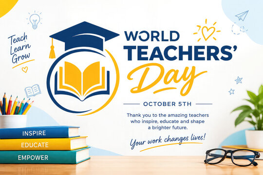 Happy Teachers Day Retro Typography Design with School Blackboard and Thank You Message
