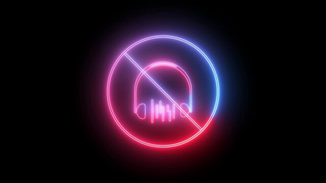 Headphones icon animation shows a prohibition circle mark on dark. Audio volume restriction rules guide the headphones icon. Silent mode cancellation triggers on icon.