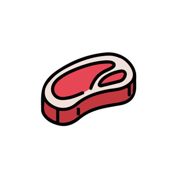 Simple flat 2D vector graphic of a Steak in modern icon style, isolated on a white canvas