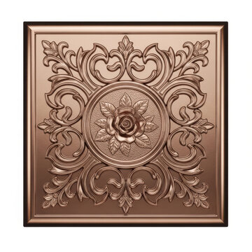 Decorative Rose Flower Metal Ceiling Tile with Elegant Ornate Baroque Relief Patterns