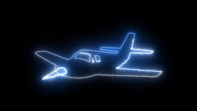 Airplane outline animation glides through smoky mist. Aviation travel flight telemetry coordinates guide airplane. Commercial passenger airline navigation features airplane.