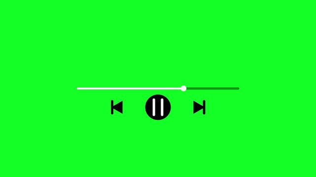 Media player controls animation shows an active pause button. Digital video playback streaming telemetry routes on controls. Multimedia audio broadcast navigation uses player controls.