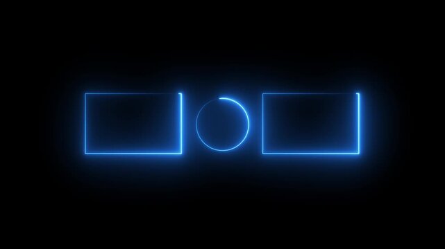 Neon purple glowing end screen template with animated rectangles and center circle for youtube. Subscribe button and outro for gaming and video channels You tube End screen.