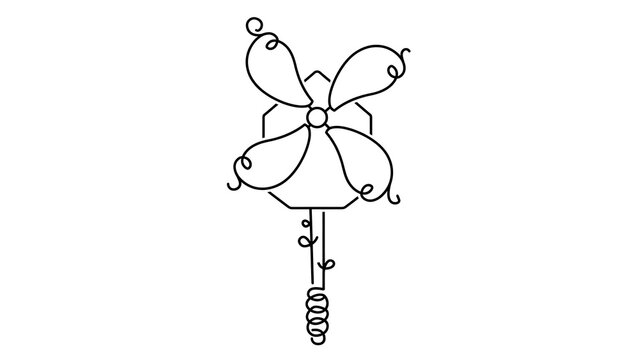 Wire flower sculpture white background.