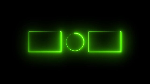 Neon purple glowing end screen template with animated rectangles and center circle for youtube. Subscribe button and outro for gaming and video channels You tube End screen.
