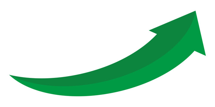 Green arrow vector icon showing direction symbol with flat style design. Jump icon