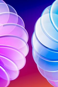 Pink blue glass shell cluster pair 3D wallpaper with copy space