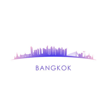 Bangkok skyline silhouette. Vector design colorful illustration