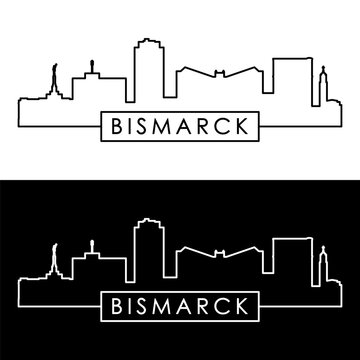 Bismarck skyline. Linear style. Single line. Editable vector file.