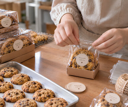 Cookie Packaging Process in a Small Home Bakery
