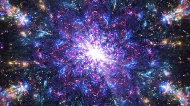 Psychedelic star shape pulsing kaleidoscope tempo with vibrant colors and patterns in motion