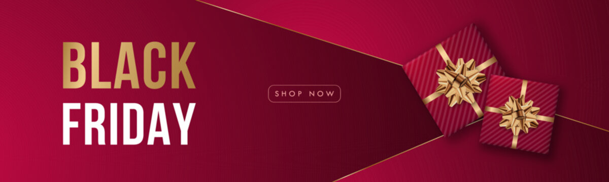 Promotional design highlighting Black Friday sales with stylish gift boxes