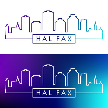 Halifax skyline. Colorful linear style. Single line. Editable vector file.