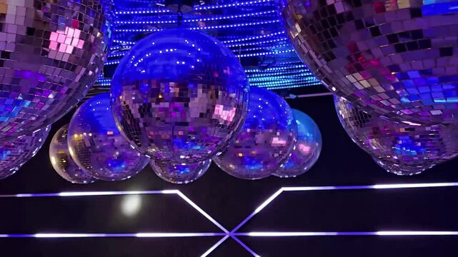 Colorful discoball nightglobe with lights. 