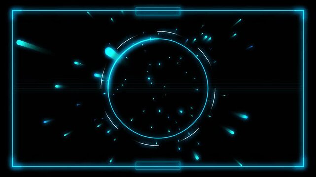 3D Cybernetic HUD Data Telemetry Matrix Neon Blue Energy Pathways Seamless Loop