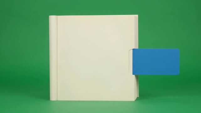 Green Screen Blank Book Cover With Blue Tab Pivoting Outward