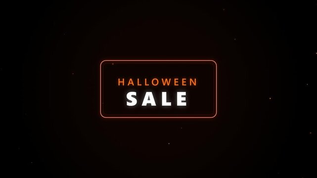Halloween Sale Neon Sign Animation with Floating Dust Particles