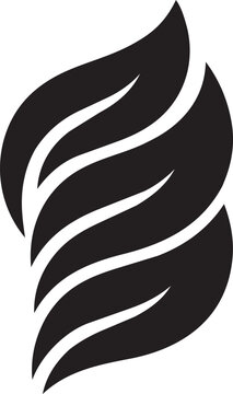 Abstract flowing flame shape graphic in black solid fill representing fire power movement and dynamic energy waves illustration.