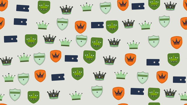 Pattern of Crowns, Shields, and Rectangular Badges