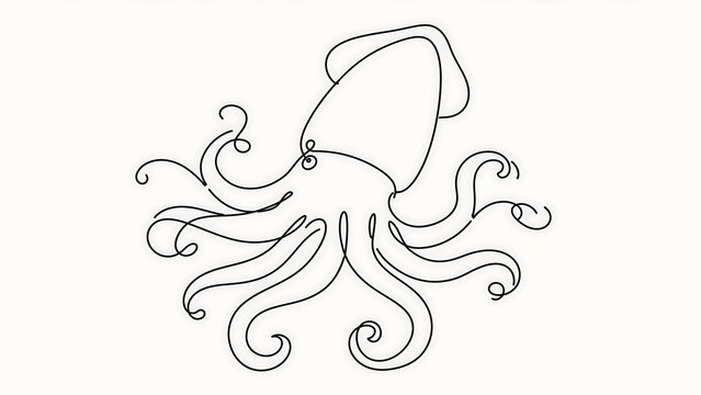 Octopus white background line art illustration.