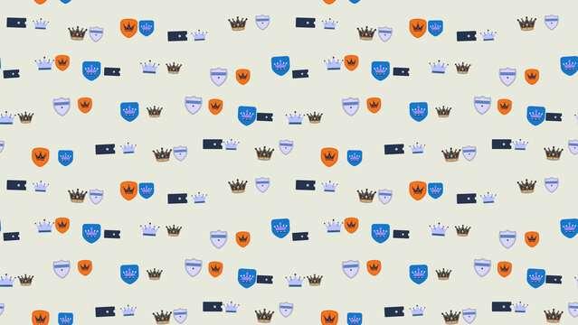 Seamless pattern of crowns and shields