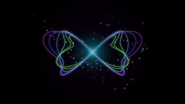 Futuristic Glowing Light Waves and Neon Particles Abstract Technology Background