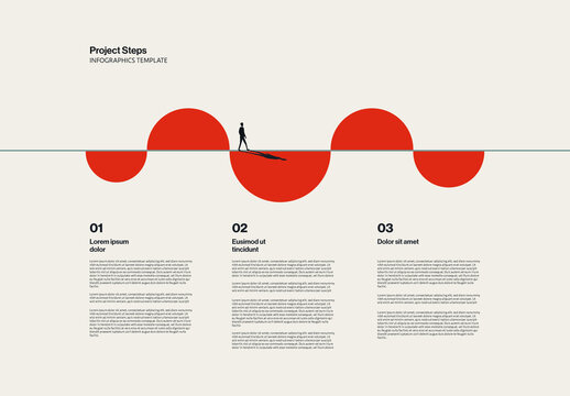 Business Project Steps Horizontal Timeline Infographic Template Minimalist Illustration