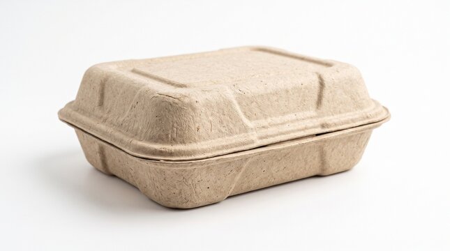 Eco friendly biodegradable pulp food container packaging isolated on white background